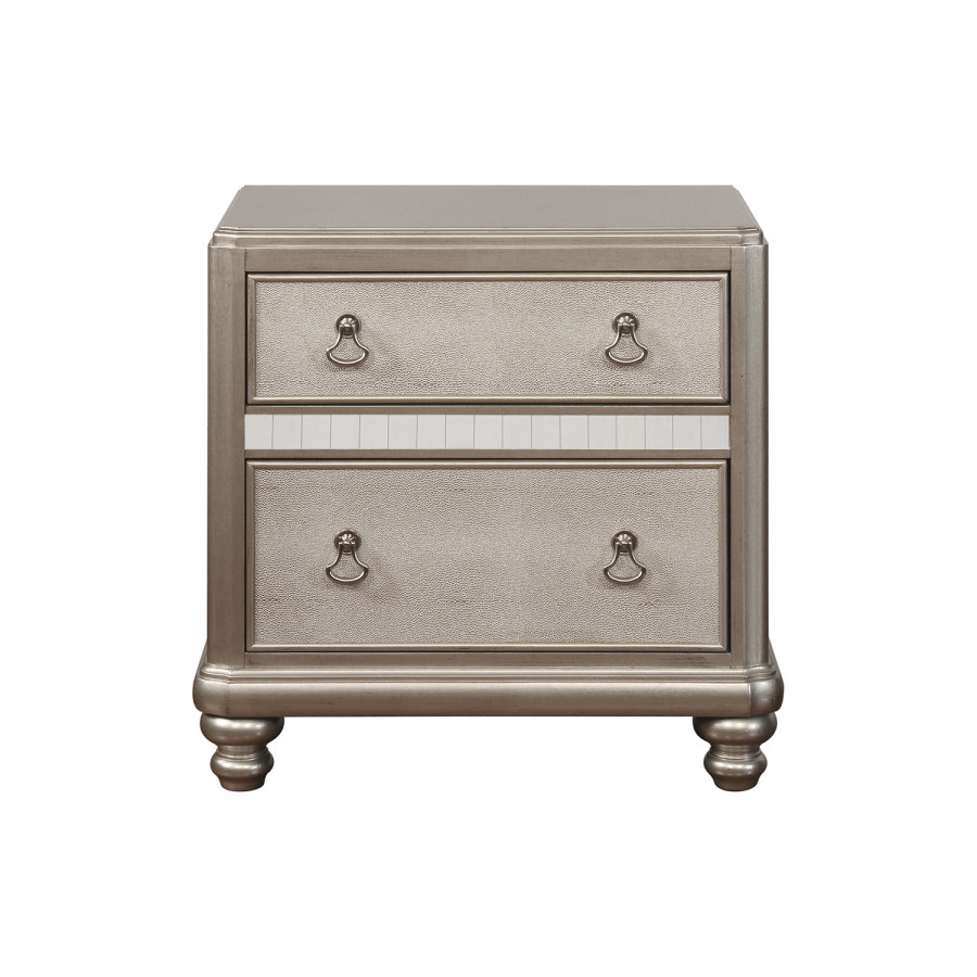 Coaster - Bling Game 2-Drawer Nightstand in Metallic Platinum