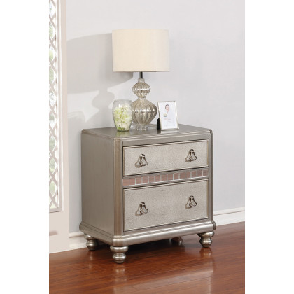 Coaster - Bling Game 2-Drawer Nightstand in Metallic Platinum