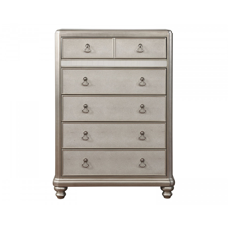 Coaster - Bling Game 6-Drawer Chest in Metallic Platinum