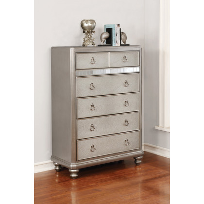 Coaster - Bling Game 6-Drawer Chest in Metallic Platinum