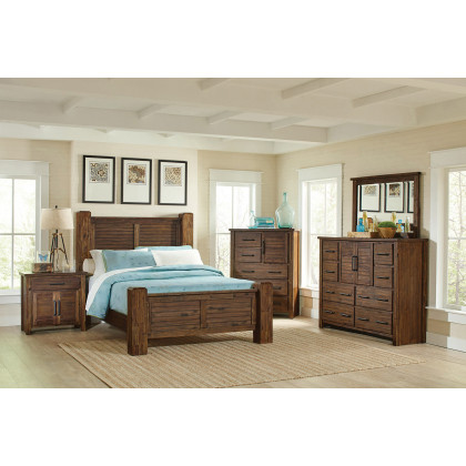 Coaster Sutter Creek Eastern King Bed with Block Posts - Vintage Bourbon