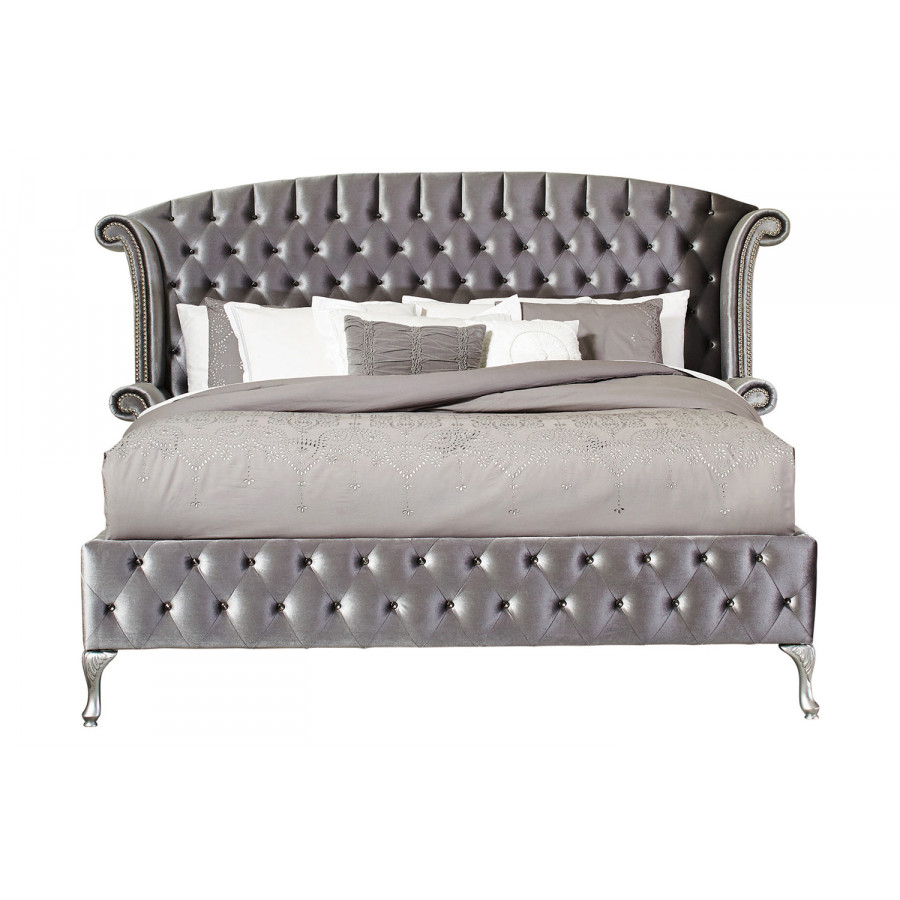 Coaster Deanna Eastern King Tufted Upholstered Bed - Gray