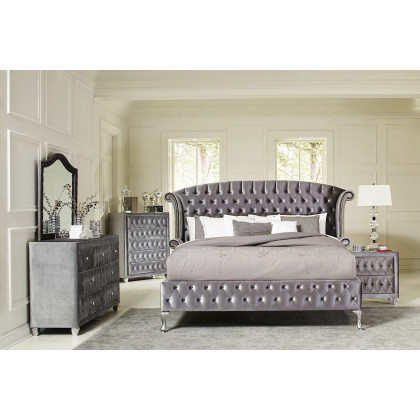 Coaster Deanna Eastern King Tufted Upholstered Bed - Gray