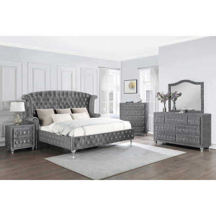Coaster Deanna California King Tufted Upholstered Bed - Gray
