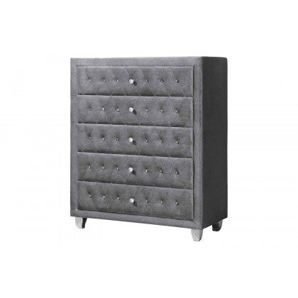 Coaster Deanna Queen Tufted Upholstered Bed - Gray