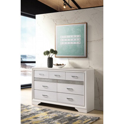 Coaster Miranda 7-Drawer Dresser - White/Rhinestone