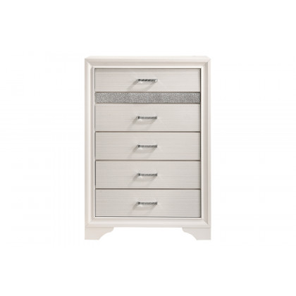 Coaster Miranda 5-Drawer Chest - White/Rhinestone