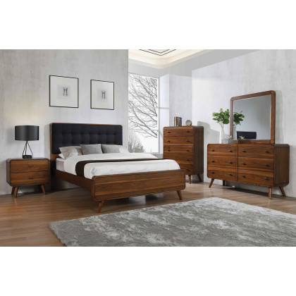 Coaster Robyn Eastern King Bed with Upholstered Headboard - Dark Walnut