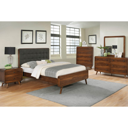 Coaster Robyn California King Bed with Upholstered Headboard - Dark Walnut