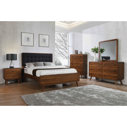 Coaster Robyn Queen Bed with Upholstered Headboard - Dark Walnut