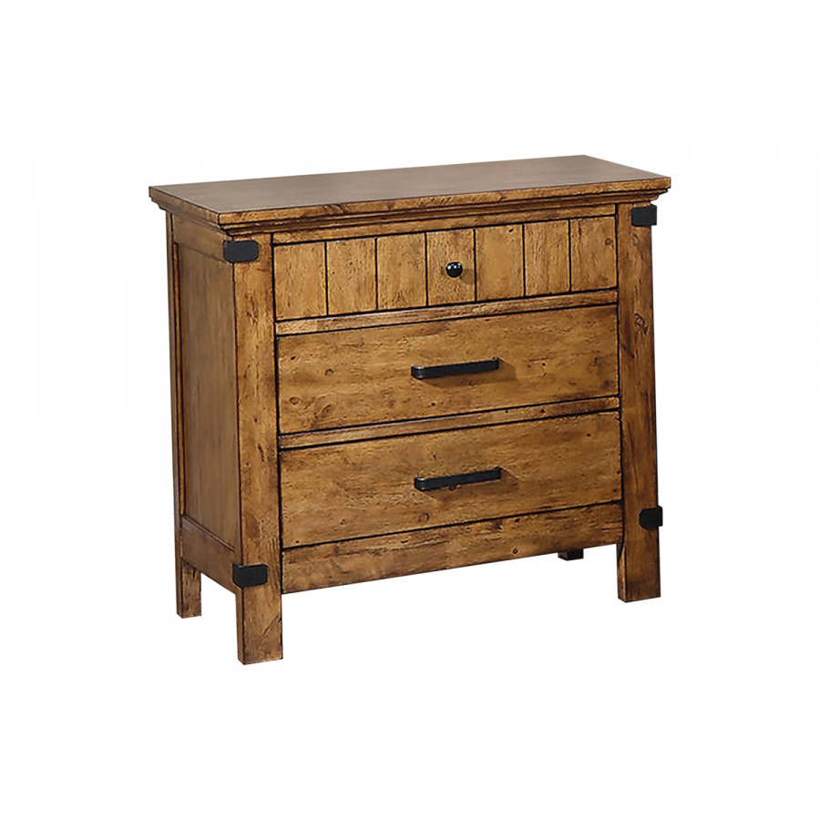 Coaster - Brenner 3-Drawer Night Stand in Rustic Honey