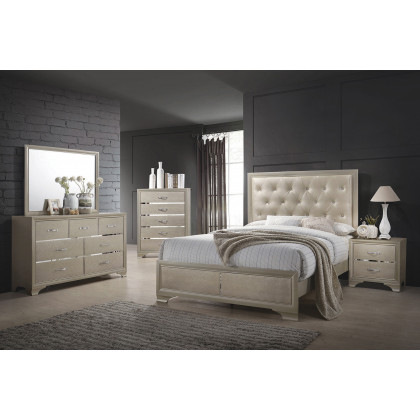 Coaster Beaumont Upholstered Queen Bed - Champagne
