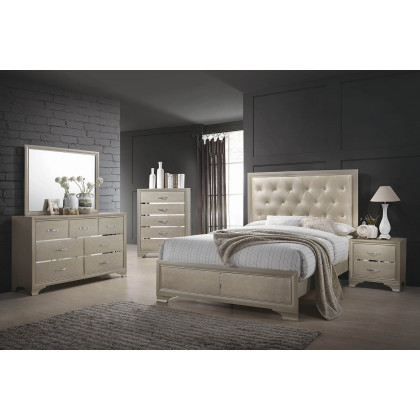 Coaster Beaumont Upholstered Queen Bed - Champagne