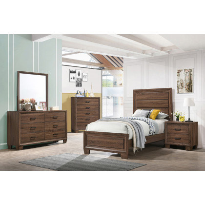 Coaster Brandon Twin Panel Bed - Medium Warm Brown