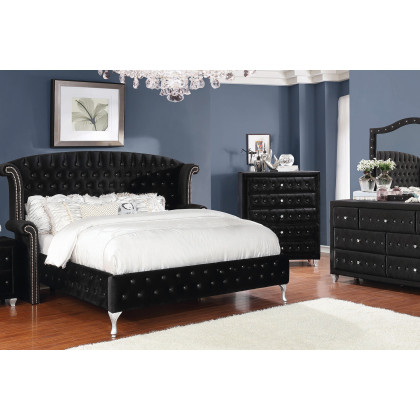 Coaster Deanna Queen Tufted Upholstered Bed - Black