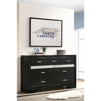 Coaster Miranda 7-Drawer Dresser - Black/Rhinestone