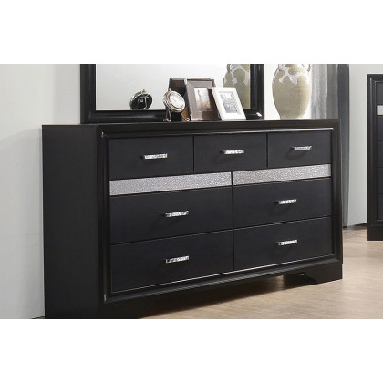 Coaster Miranda 7-Drawer Dresser - Black/Rhinestone