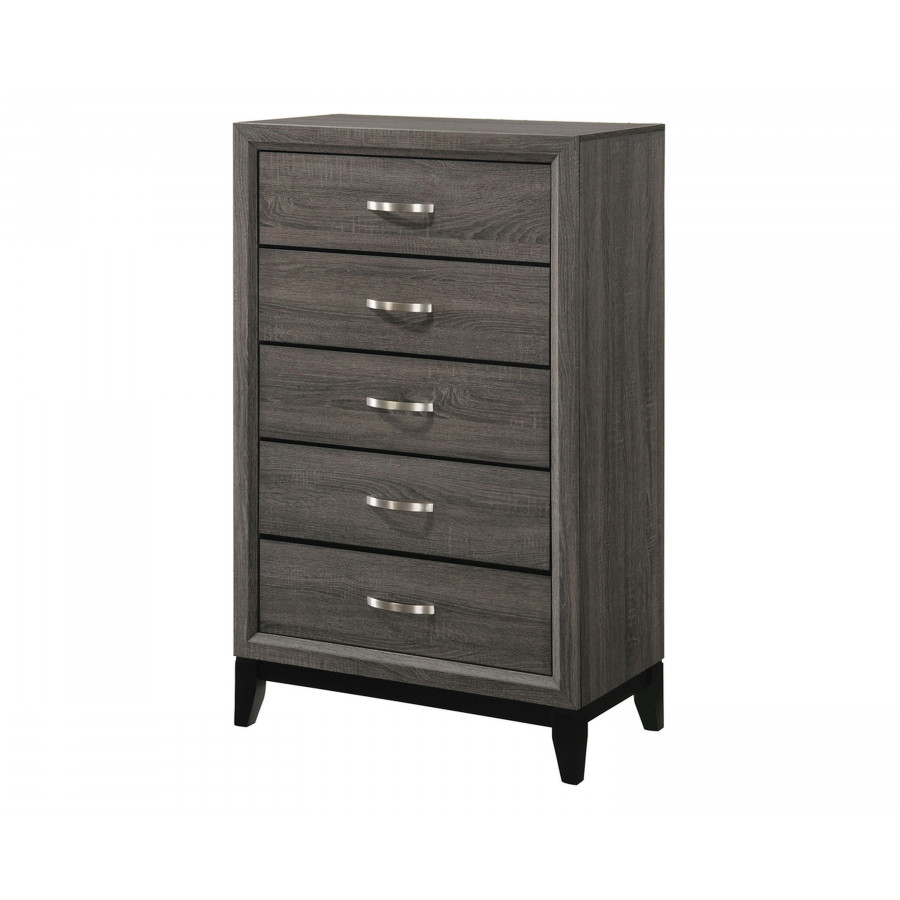 Coaster - Watson 5-Drawer Chest in Gray Oak/Black