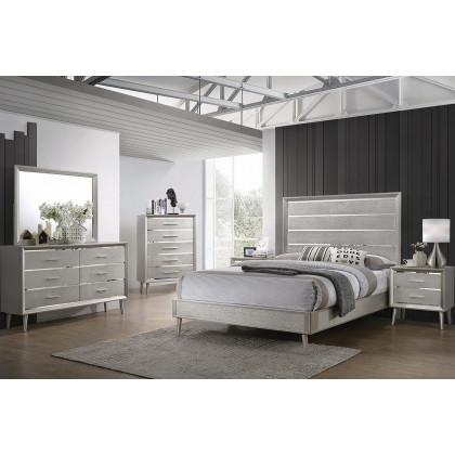 Coaster Ramon Eastern King Panel Bed - Metallic Sterling