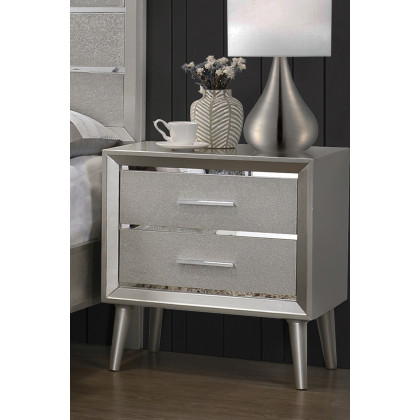 Coaster - Ramon 2-Drawer Nightstand in Metallic Sterling