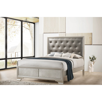 Coaster Salford Eastern King Panel Bed - Metallic Sterling/Charcoal Gray