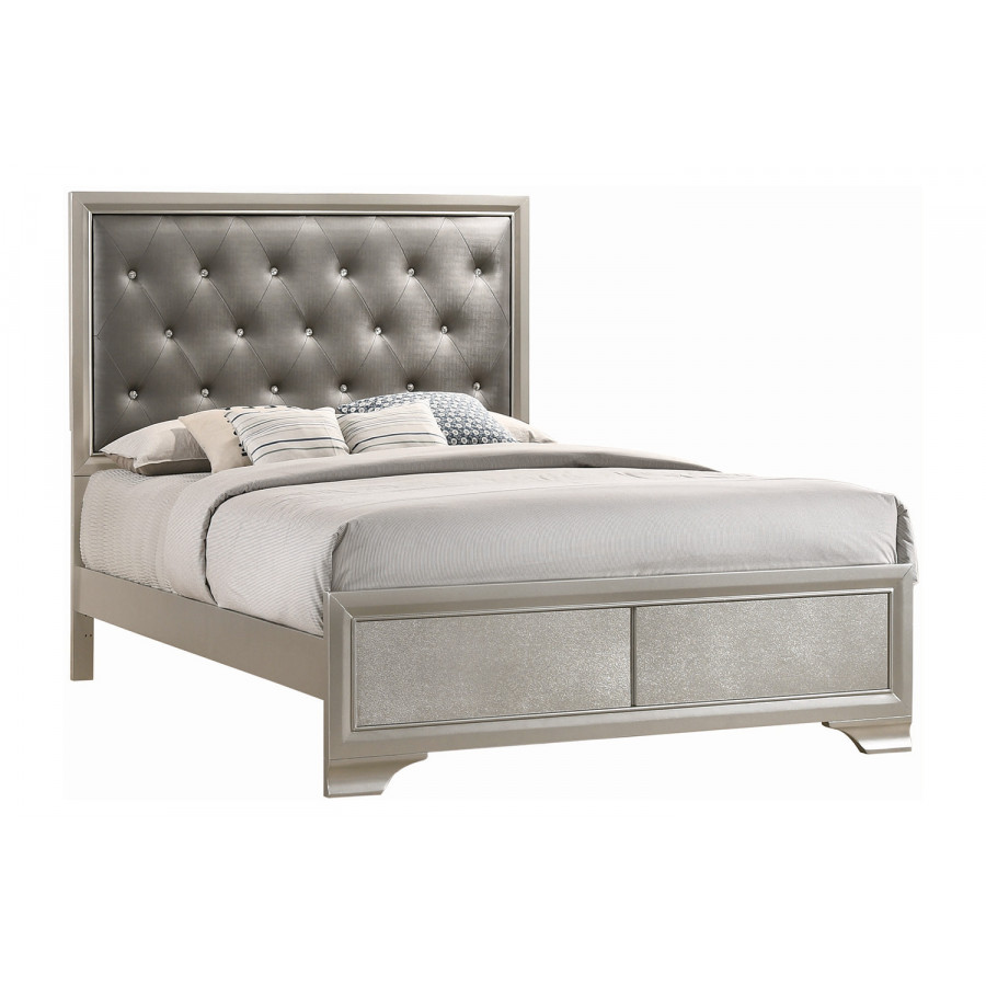Coaster Salford Queen Panel Bed - Metallic Sterling/Charcoal Gray