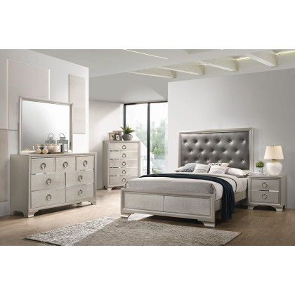 Coaster Salford Queen Panel Bed - Metallic Sterling/Charcoal Gray