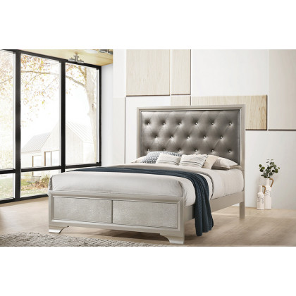 Coaster Salford Queen Panel Bed - Metallic Sterling/Charcoal Gray
