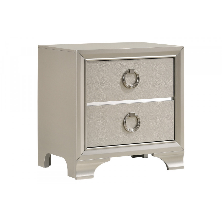 Coaster - Salford 2-Drawer Nightstand in Metallic Sterling