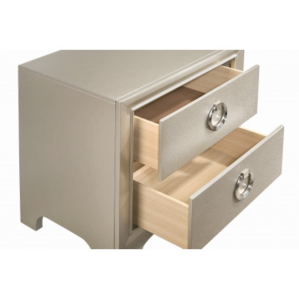 Coaster - Salford 2-Drawer Nightstand in Metallic Sterling