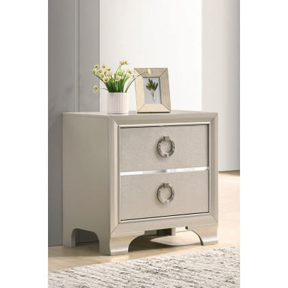 Coaster - Salford 2-Drawer Nightstand in Metallic Sterling