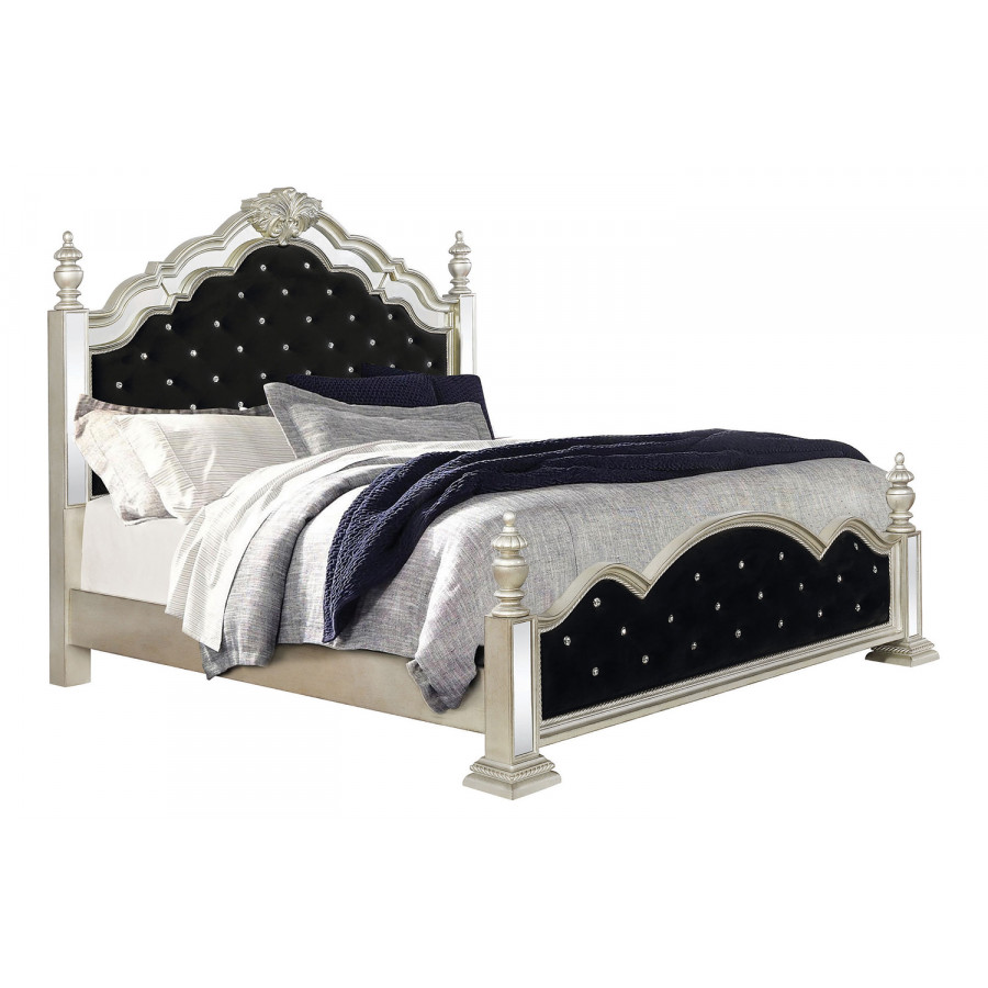 Coaster Heidi Eastern King Upholstered Poster Bed - Metallic Platinum
