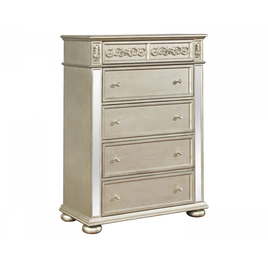 Coaster - Heidi 5-Drawer Chest in Metallic Platinum