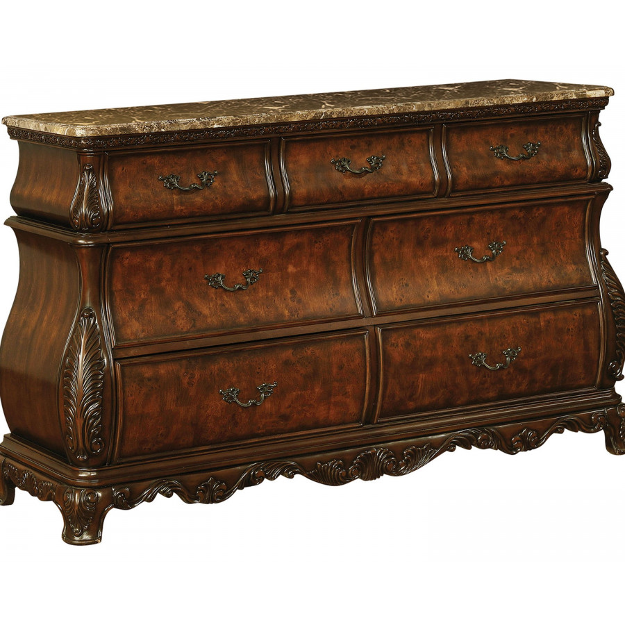 Coaster - Exeter 7-Drawer Dresser With Marble Top in Dark Burl