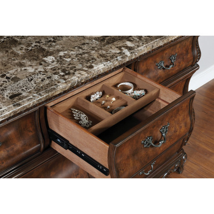 Coaster - Exeter 7-Drawer Dresser With Marble Top in Dark Burl