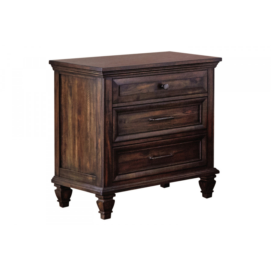 Coaster - Avenue 3-Drawer Nightstand in Weathered Burnished Brown