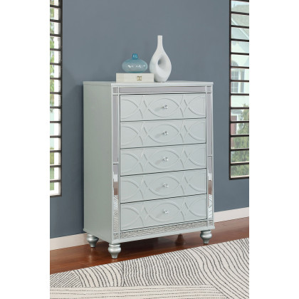 Coaster - Gunnison 5-Drawer Chest in Silver Metallic