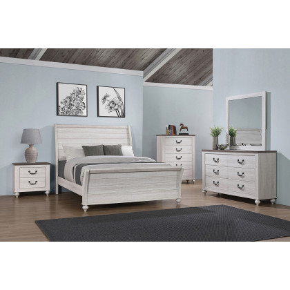 Coaster Stillwood Queen Sleigh Panel Bed - Vintage Linen