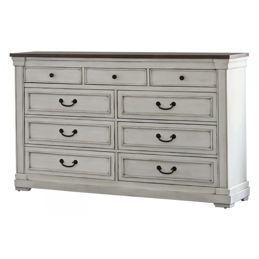 Coaster - Hillcrest 9-Drawer Dresser in Dark Rum/White