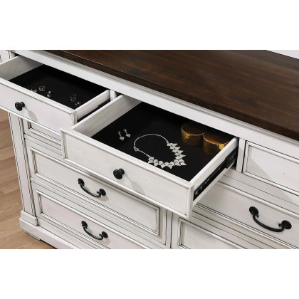 Coaster - Hillcrest 9-Drawer Dresser in Dark Rum/White