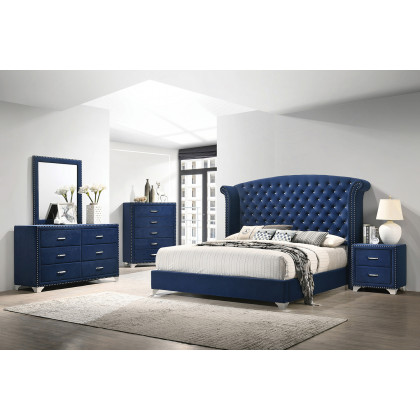 Coaster Melody 2-Drawer Upholstered Nightstand - Pacific Blue