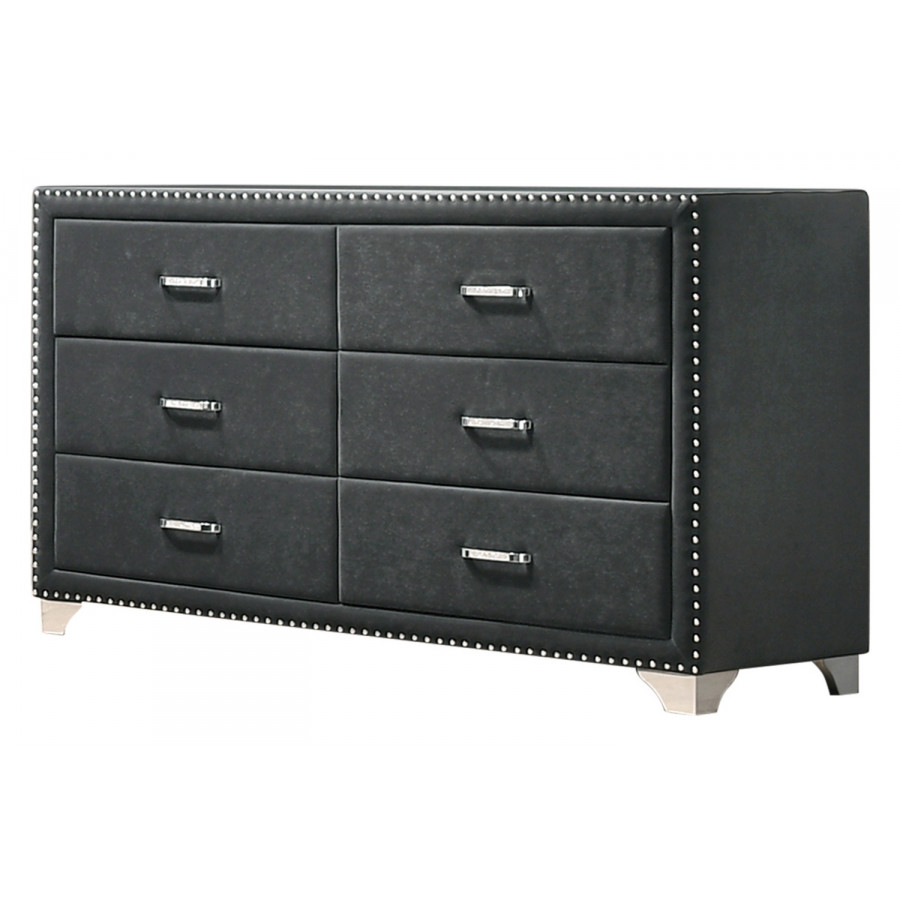 Coaster Melody 6-Drawer Upholstered Dresser - Gray