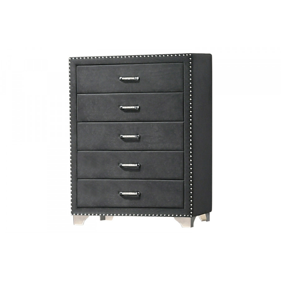 Coaster Melody 5-Drawer Upholstered Chest - Gray