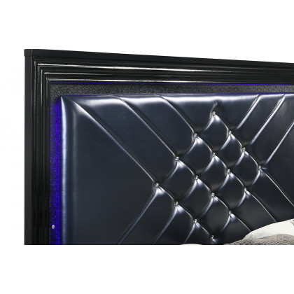 Coaster Penelope Eastern King Bed with Led Lighting - Black/Midnight Star