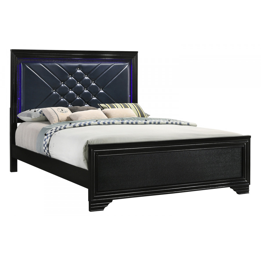 Coaster Penelope Queen Bed with Led Lighting - Black/Midnight Star