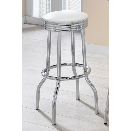 Coaster Upholstered Top Bar Stools (Set Of 2) - White/Chrome