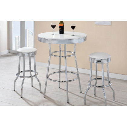 Coaster Upholstered Top Bar Stools (Set Of 2) - White/Chrome