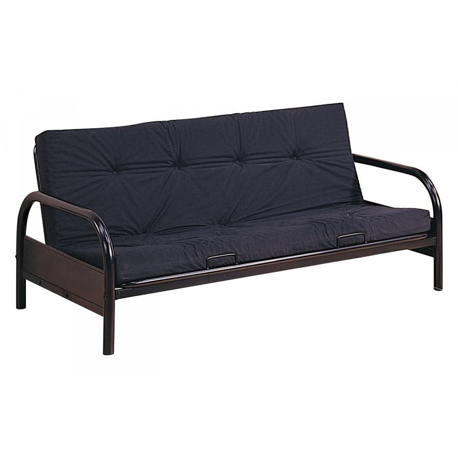 Coaster - Tufted Futon in Glossy Black