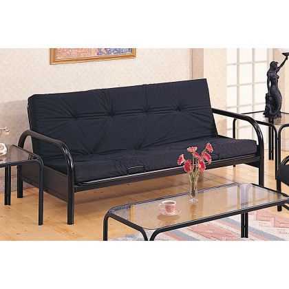 Coaster - Tufted Futon in Glossy Black