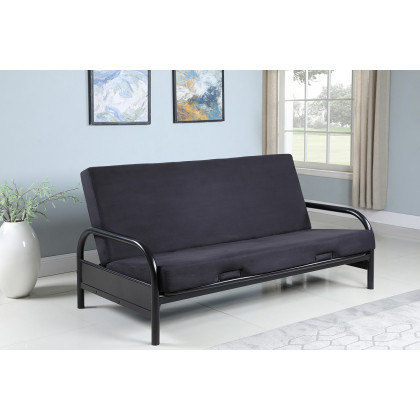 Coaster - Tufted Futon in Glossy Black